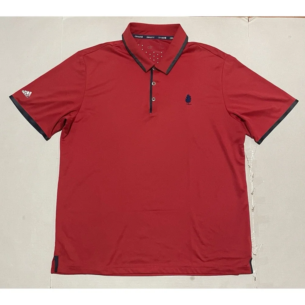 Adidas Polo Shirt Mens Size Large Solid Red Short Sleeve‎ Climachill Golf Active